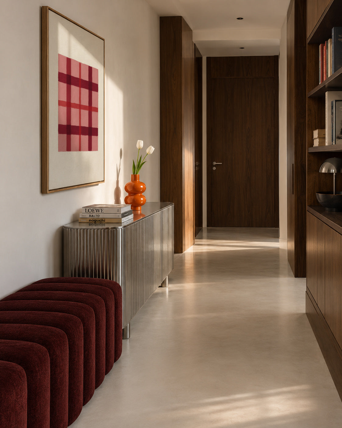 Rose Tartan - Framed canvas in an interior