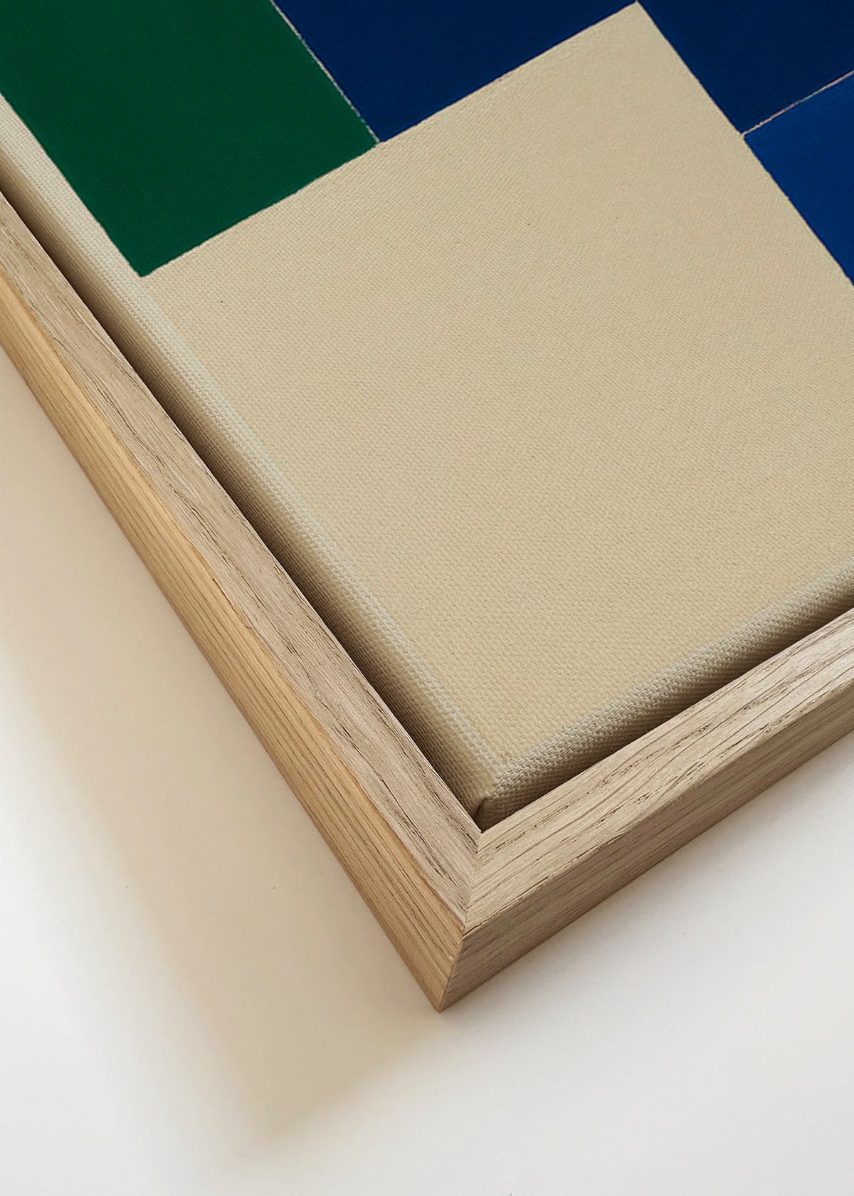 Geometrický obraz s modrými a zelenými bloky – Canvas detail