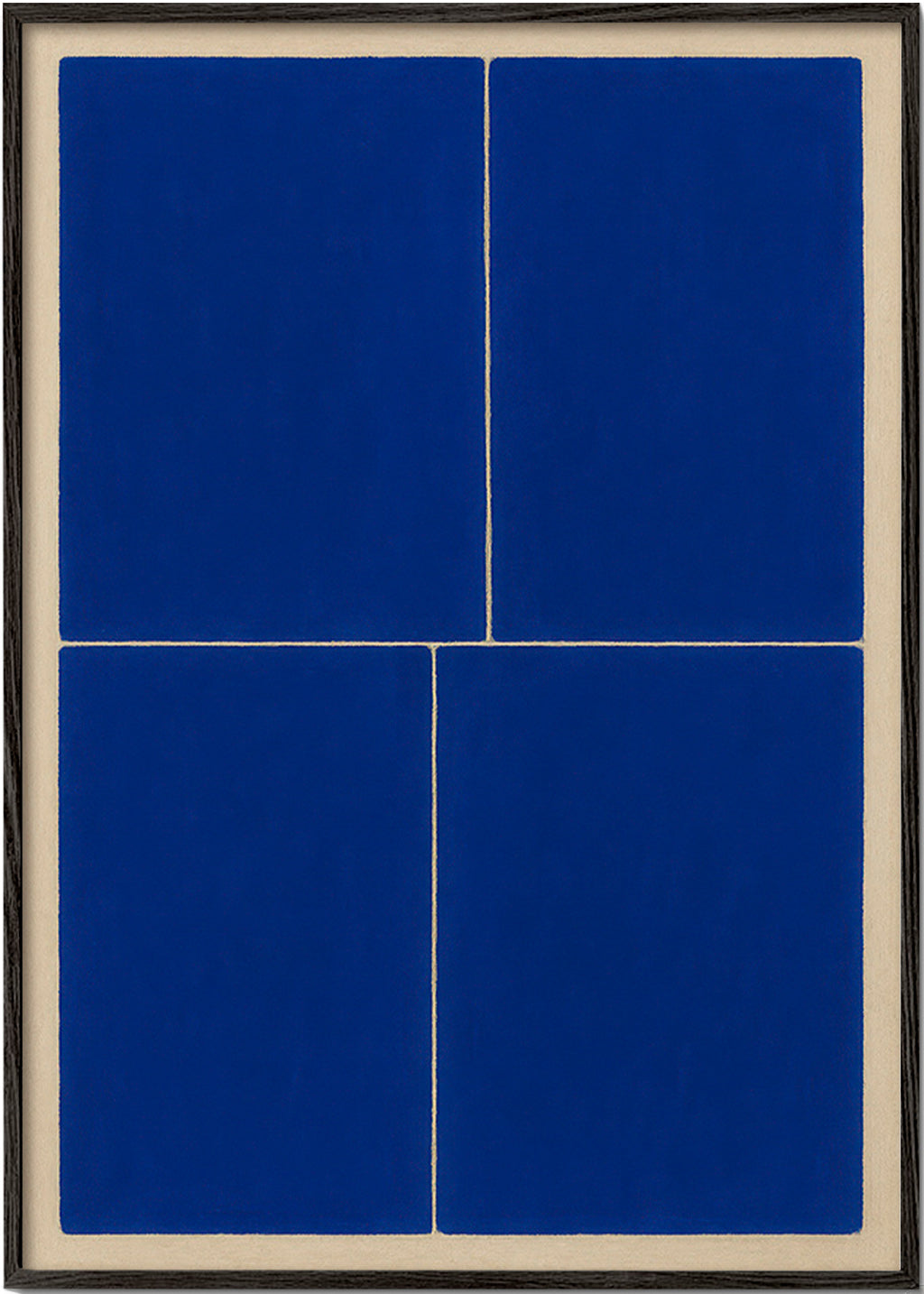 Geometrický obraz s modrými panely – Black Frame