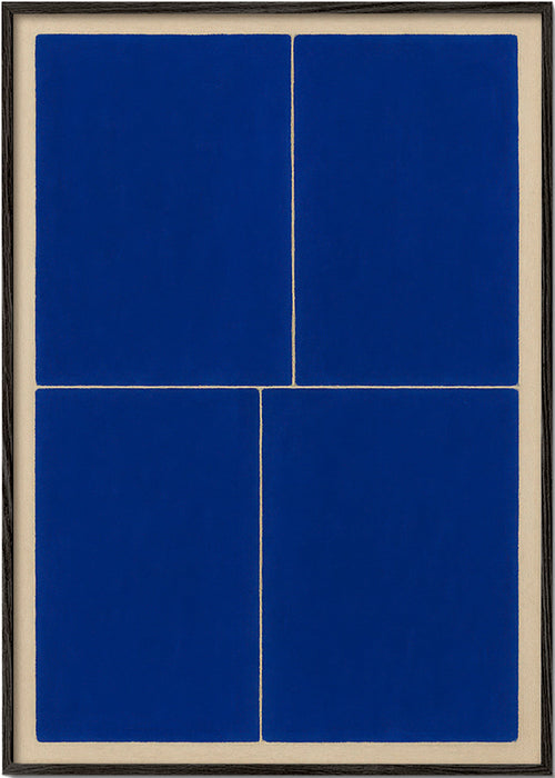 Geometrický obraz s modrými panely – Black Frame
