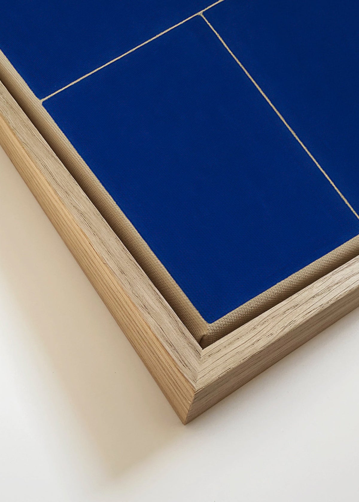 Geometrický obraz s modrými panely – Canvas detail