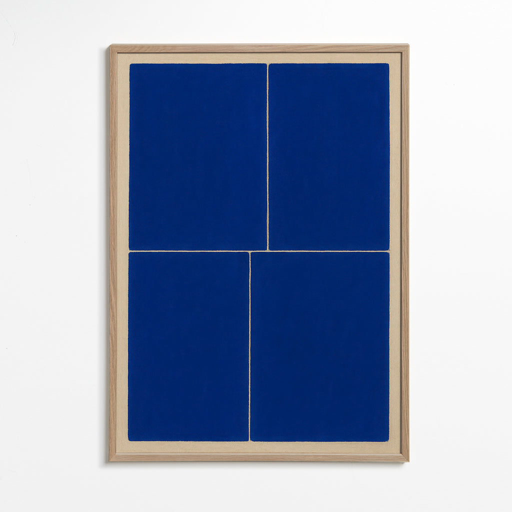 Geometrický obraz s modrými panely – Oak Frame