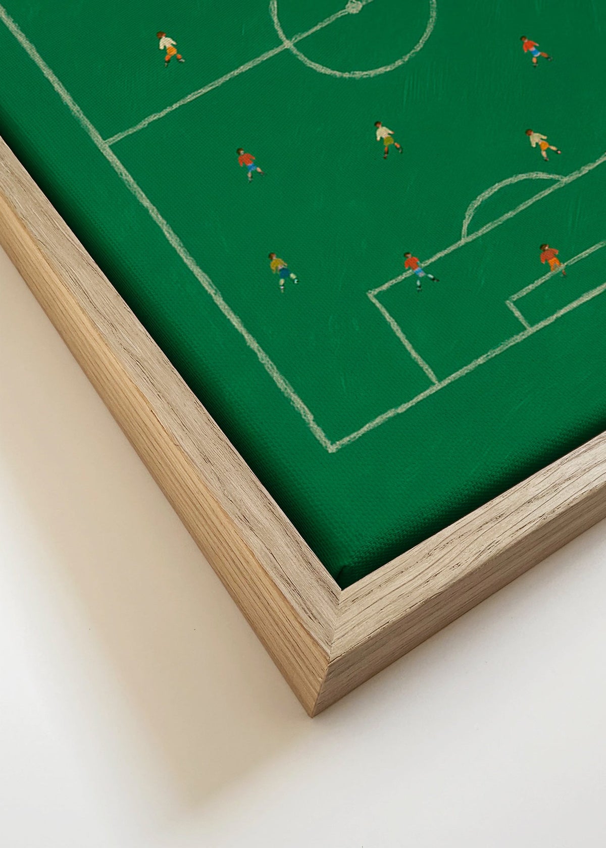 Sportovní obraz: ilustrované fotbalové hřiště – Canvas detail