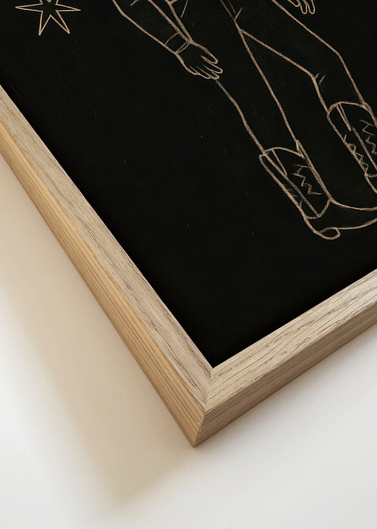 Ilustrace kovboj zlatou čárou – Canvas detail