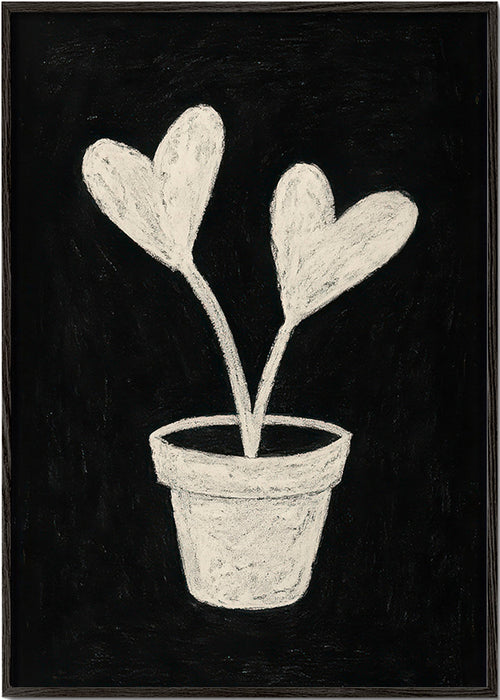 Botanický plakát listy ve tvaru srdce – Black Frame