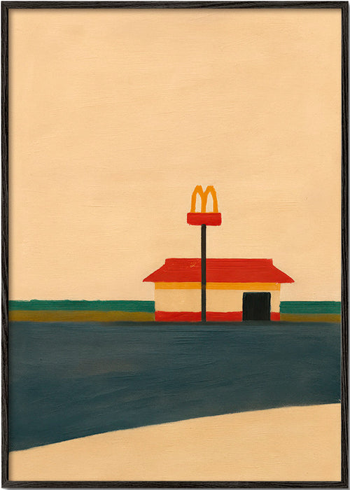 Obraz do kuchyně minimalistický s restaurací a zlatým obloukem – Black Frame