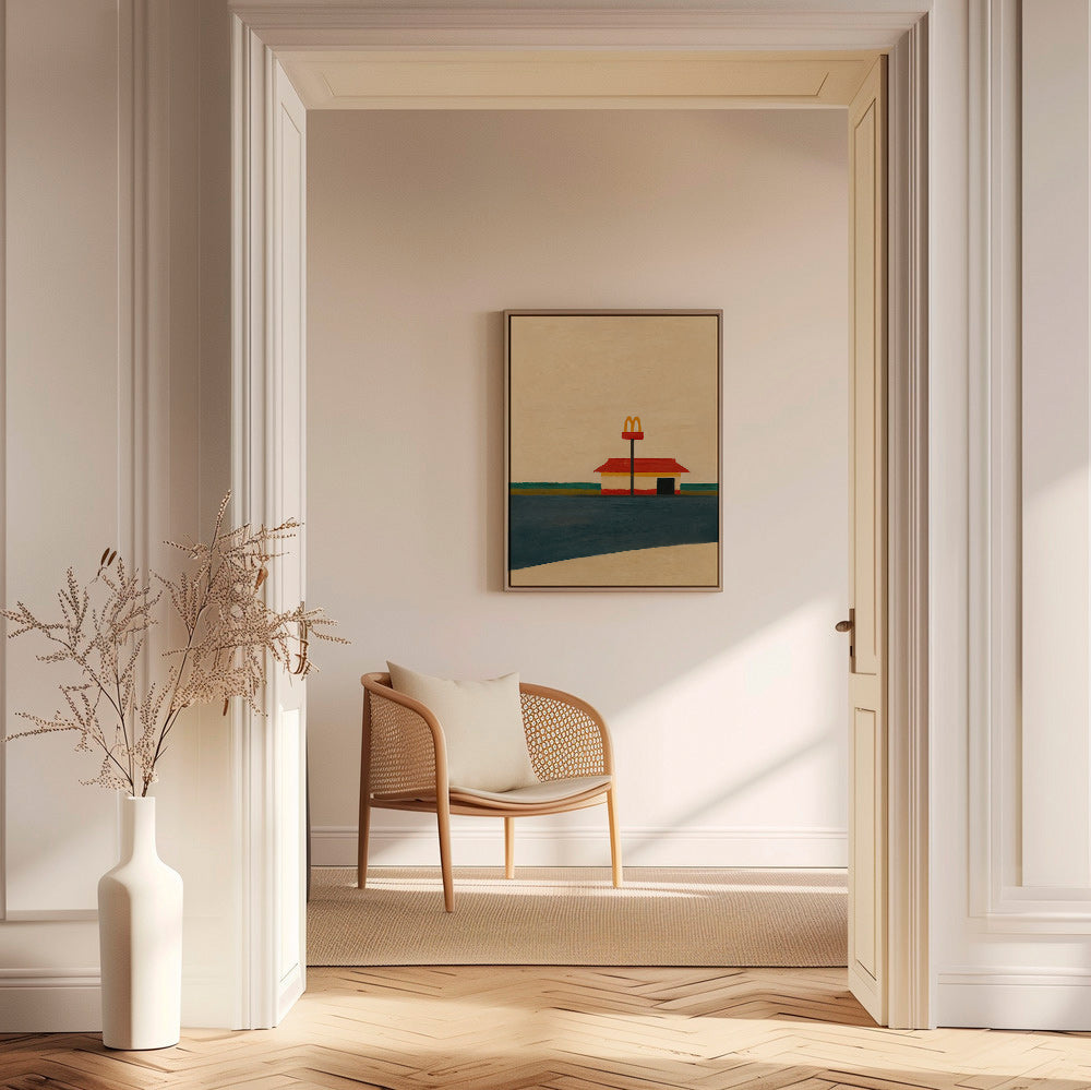 Obraz do kuchyně minimalistický s restaurací a zlatým obloukem – Canvas1
