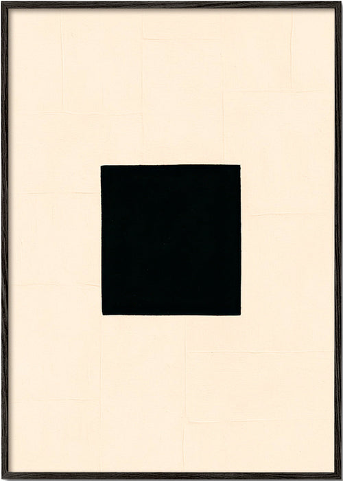Abstraktní obraz: černý čtverec na krému – Black Frame