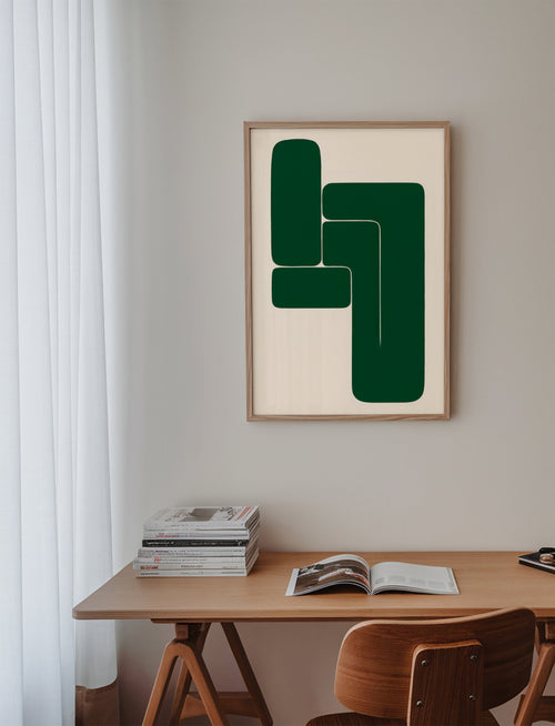 Geometrický zelený obraz s tvary L – Product1