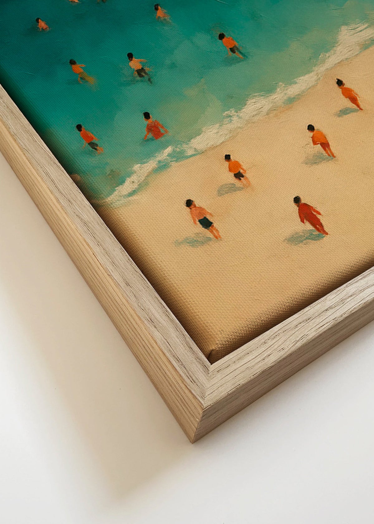 Krajinářské umění: pláž z ptačí perspektivy s koupajícími se – Canvas detail