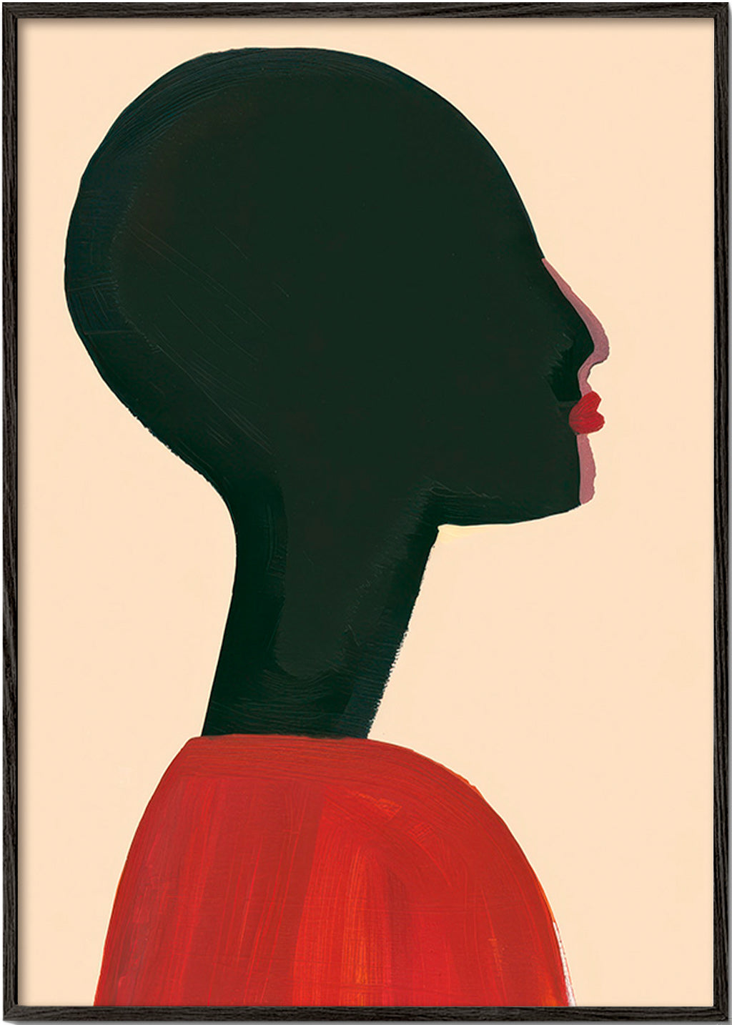 Ilustrace: stylizovaný profil v červené – Black Frame