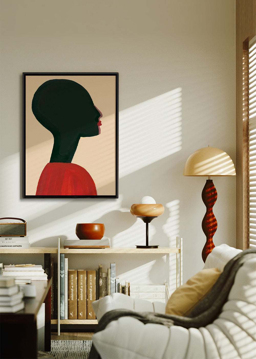 Ilustrace: stylizovaný profil v červené – Canvas1