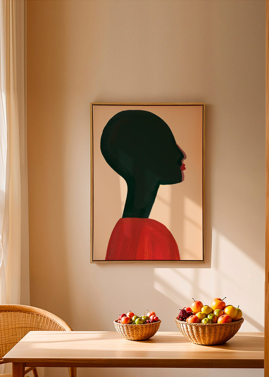 Ilustrace: stylizovaný profil v červené – Canvas2