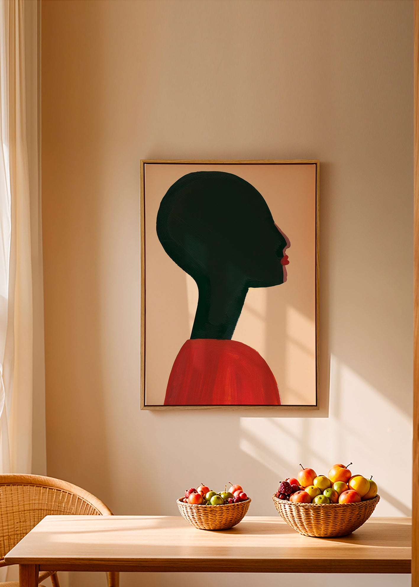 Ilustrace: stylizovaný profil v červené – Canvas2
