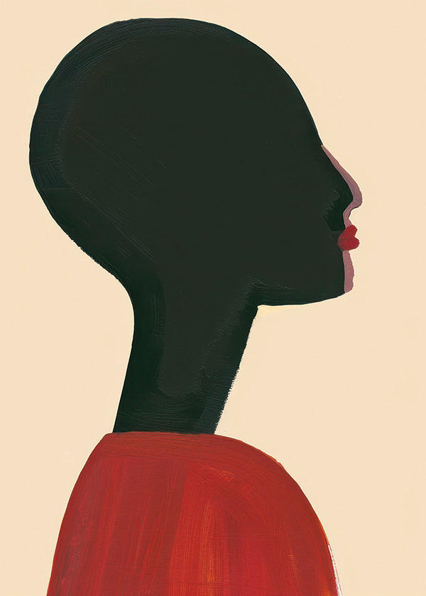 Ilustrace: stylizovaný profil v červené