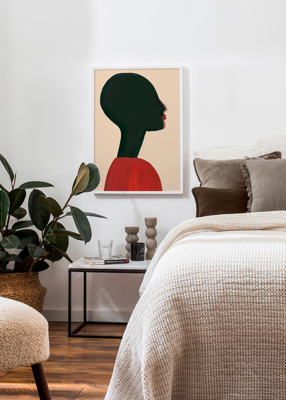 Ilustrace: stylizovaný profil v červené – Product1