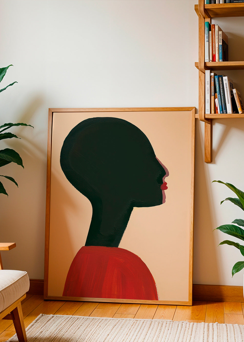 Ilustrace: stylizovaný profil v červené – Product2