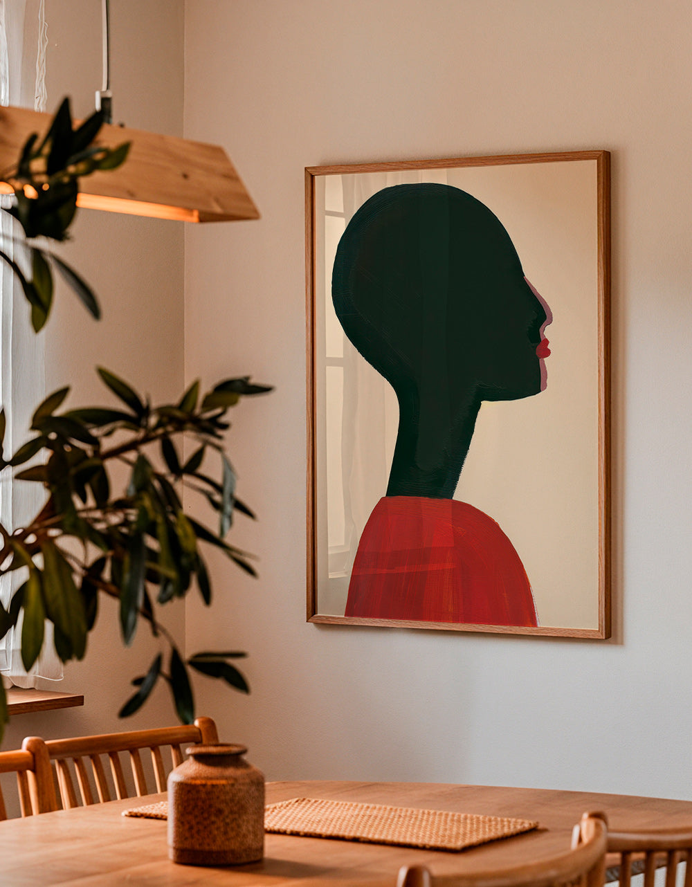 Ilustrace: stylizovaný profil v červené – Product3