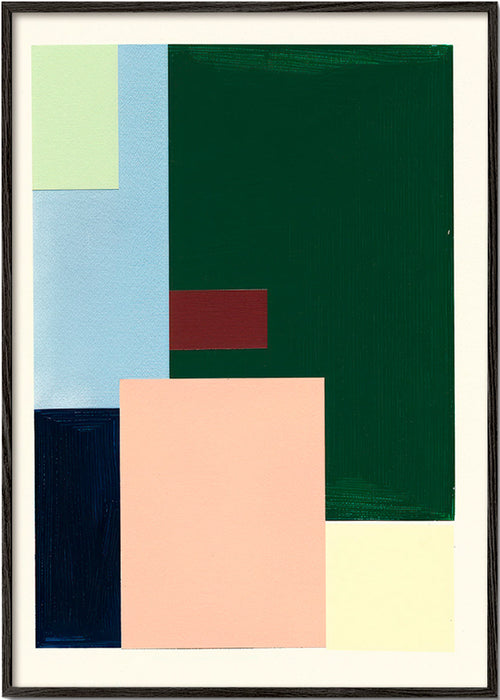 Geometrický obraz s pastelovými bloky – Black Frame