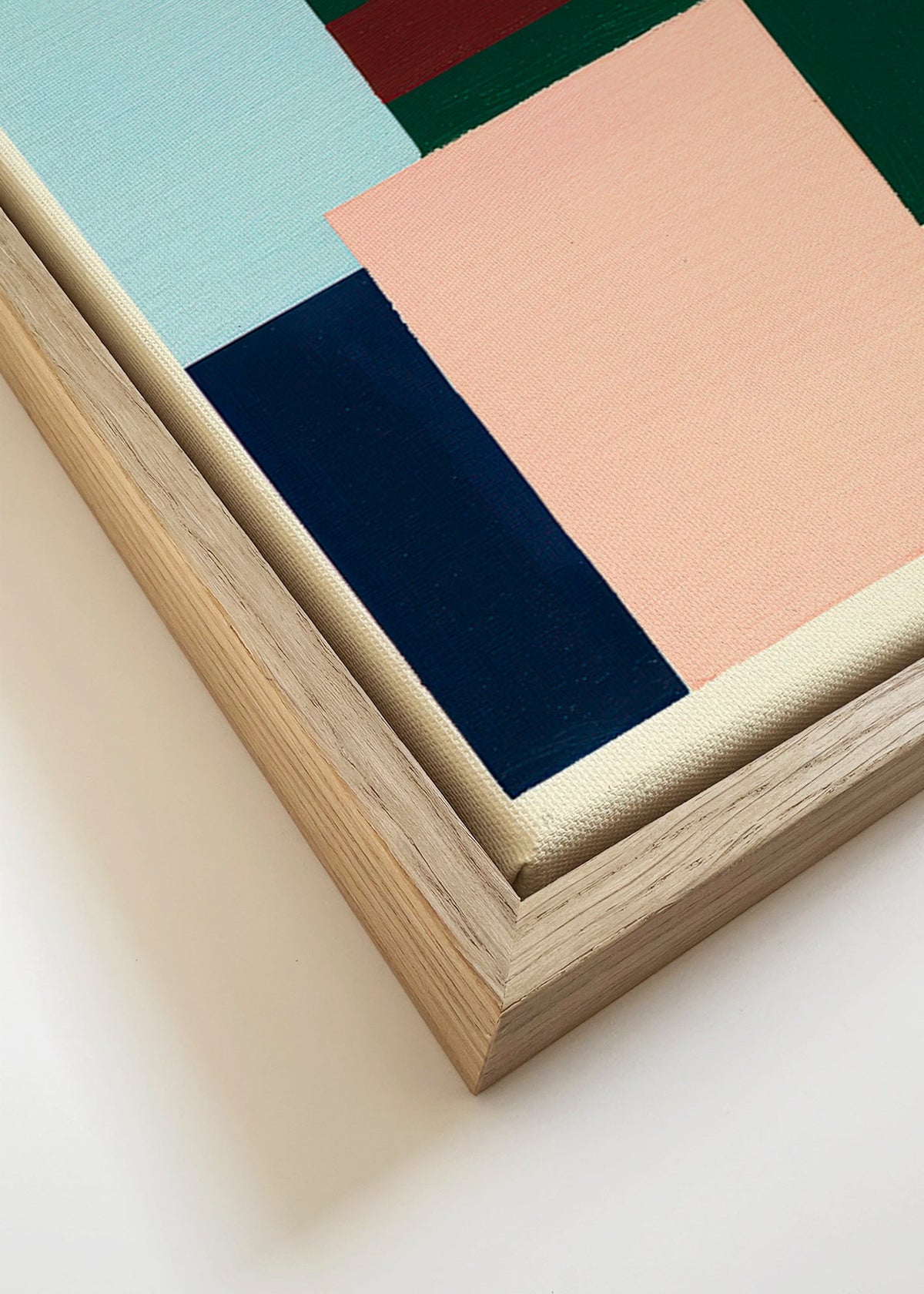 Geometrický obraz s tmavě zeleným polem – Canvas detail