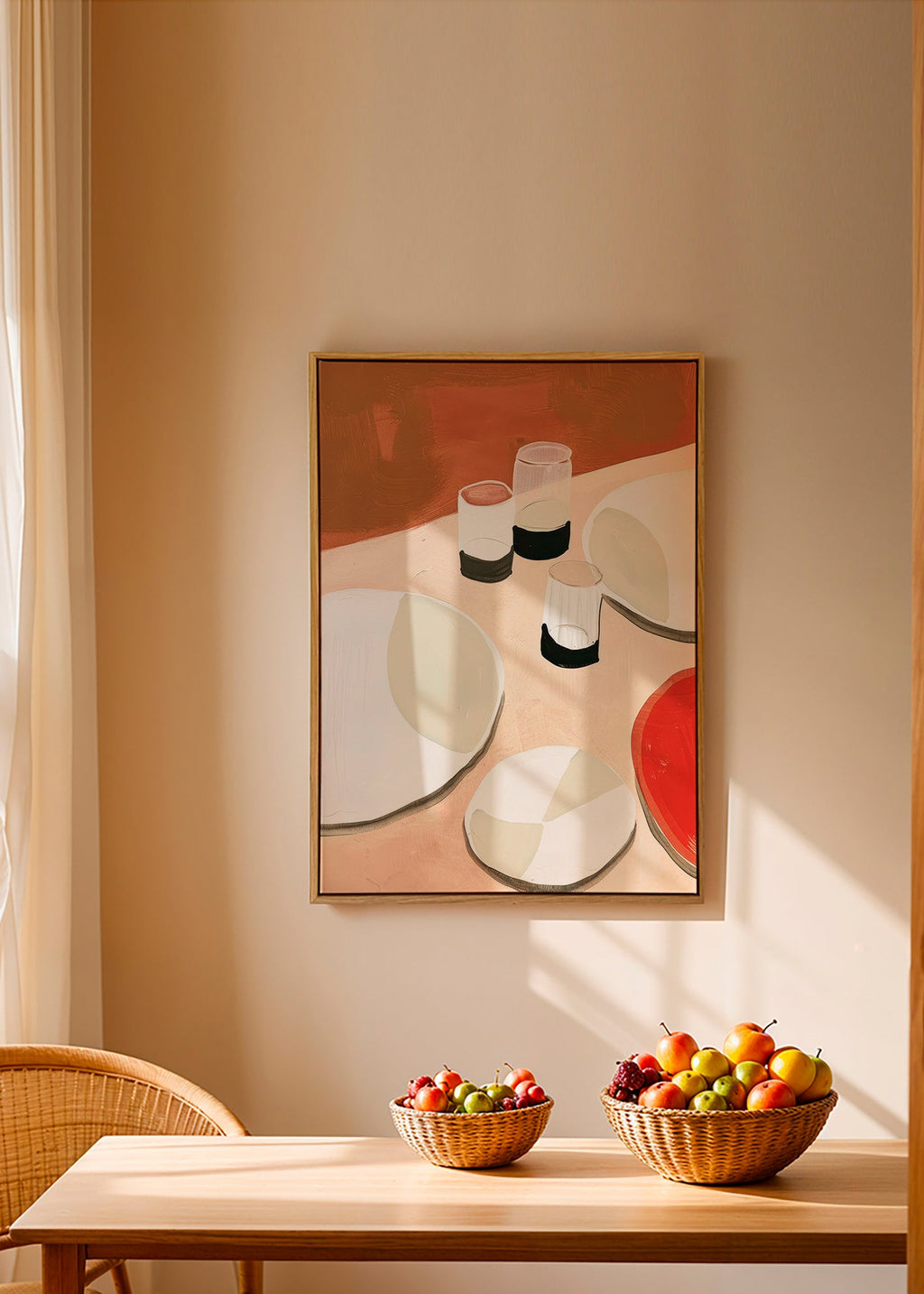 Obraz do kuchyně minimalistické talíře a sklenice – Canvas1