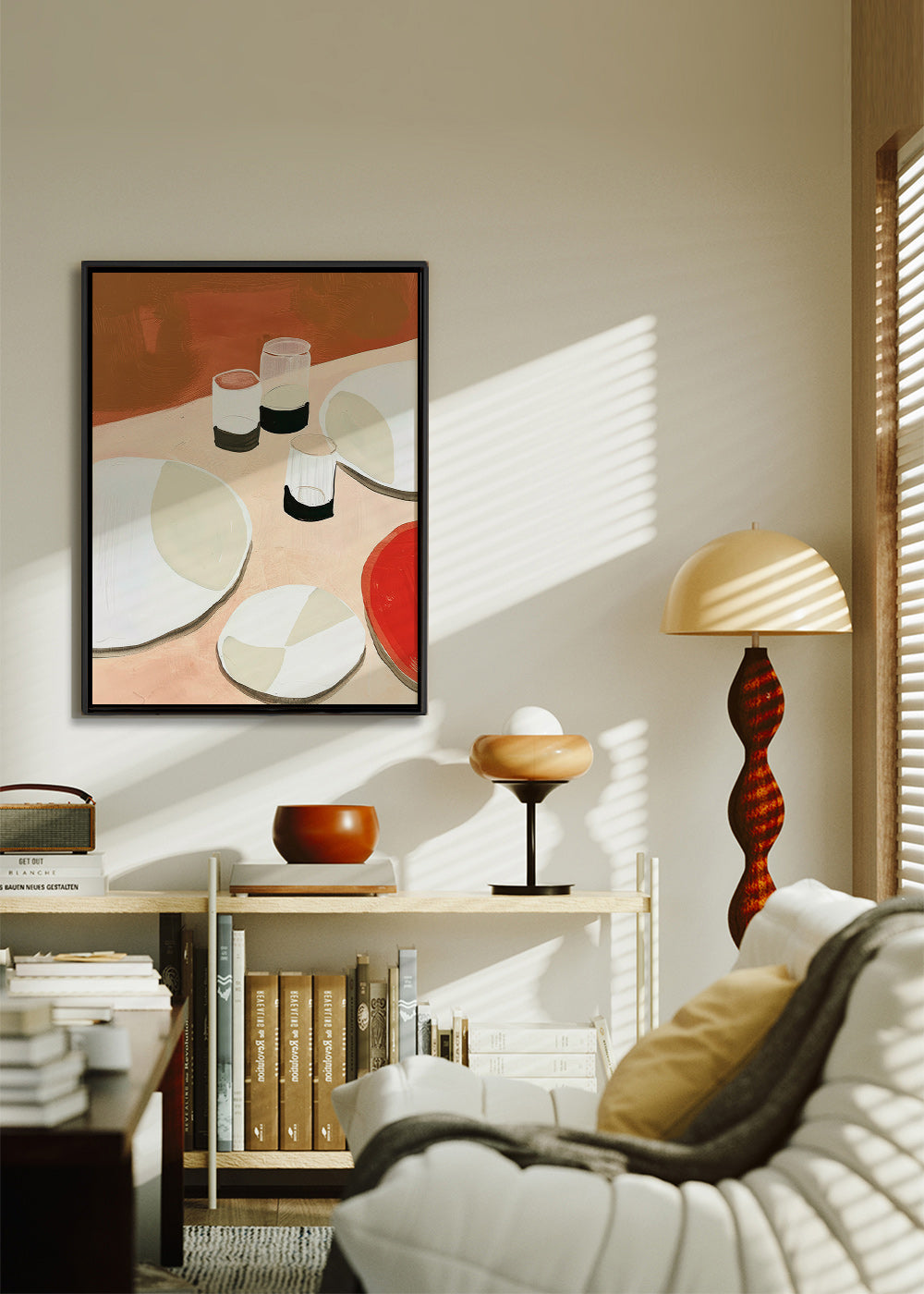 Obraz do kuchyně minimalistické talíře a sklenice – Canvas2