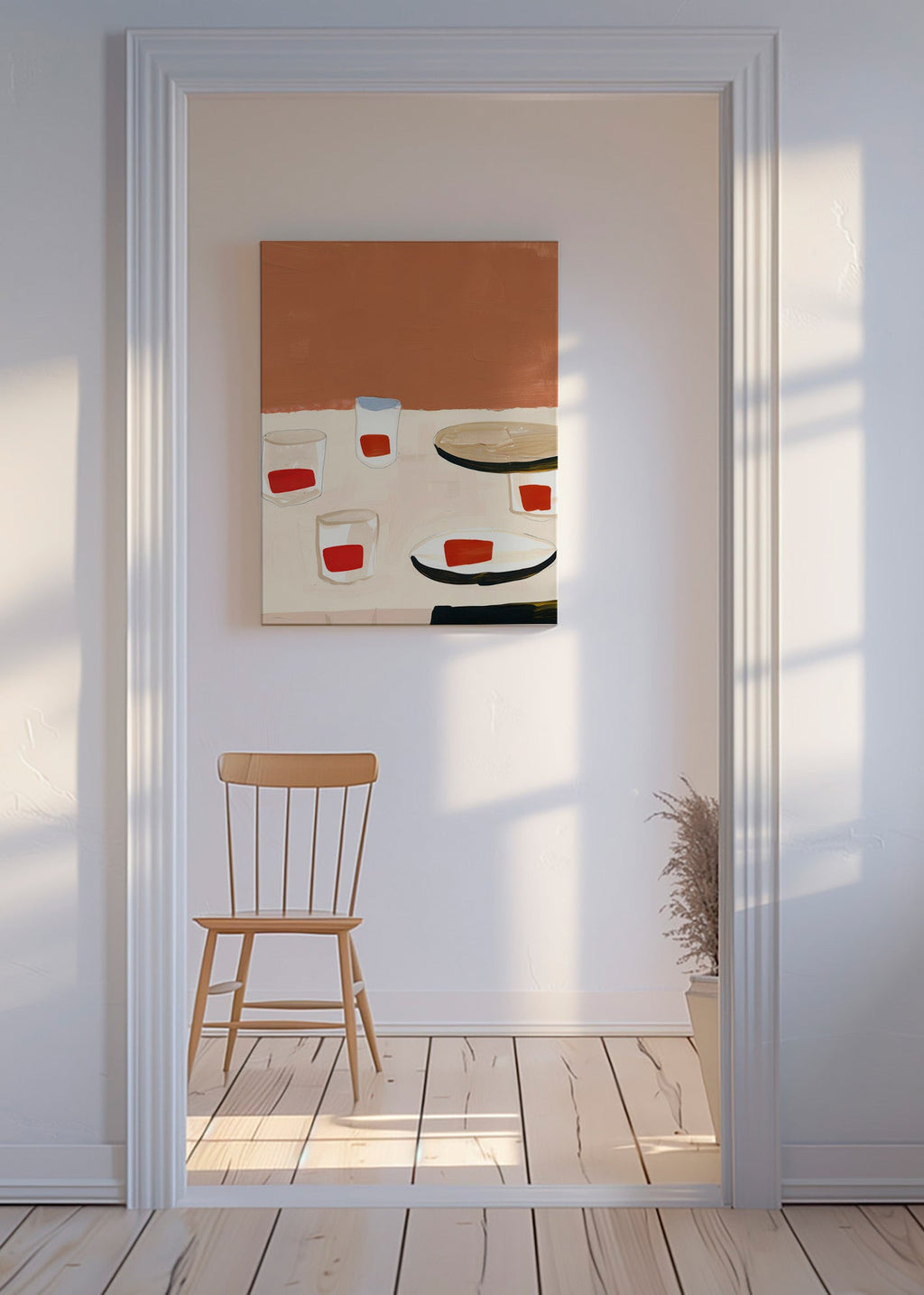 Obraz do kuchyně se sklenicemi a talíři – Canvas