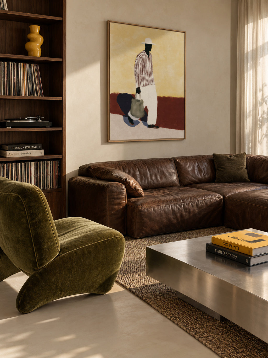 White Suit Walk II - Framed canvas in an interior