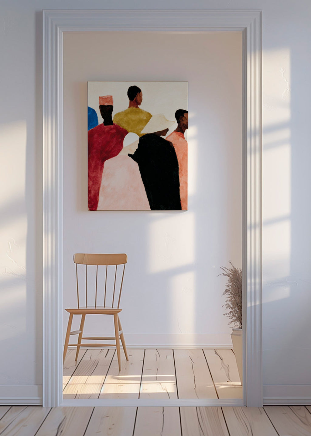 Abstraktní obraz skupiny postav – Canvas