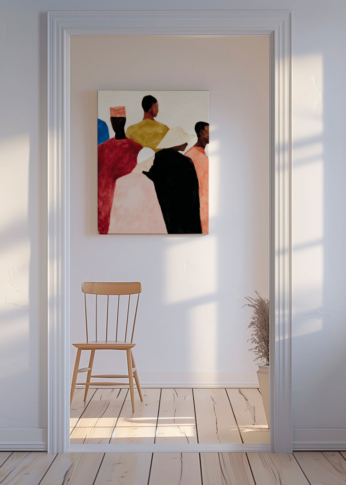 Abstraktní obraz skupiny postav – Canvas