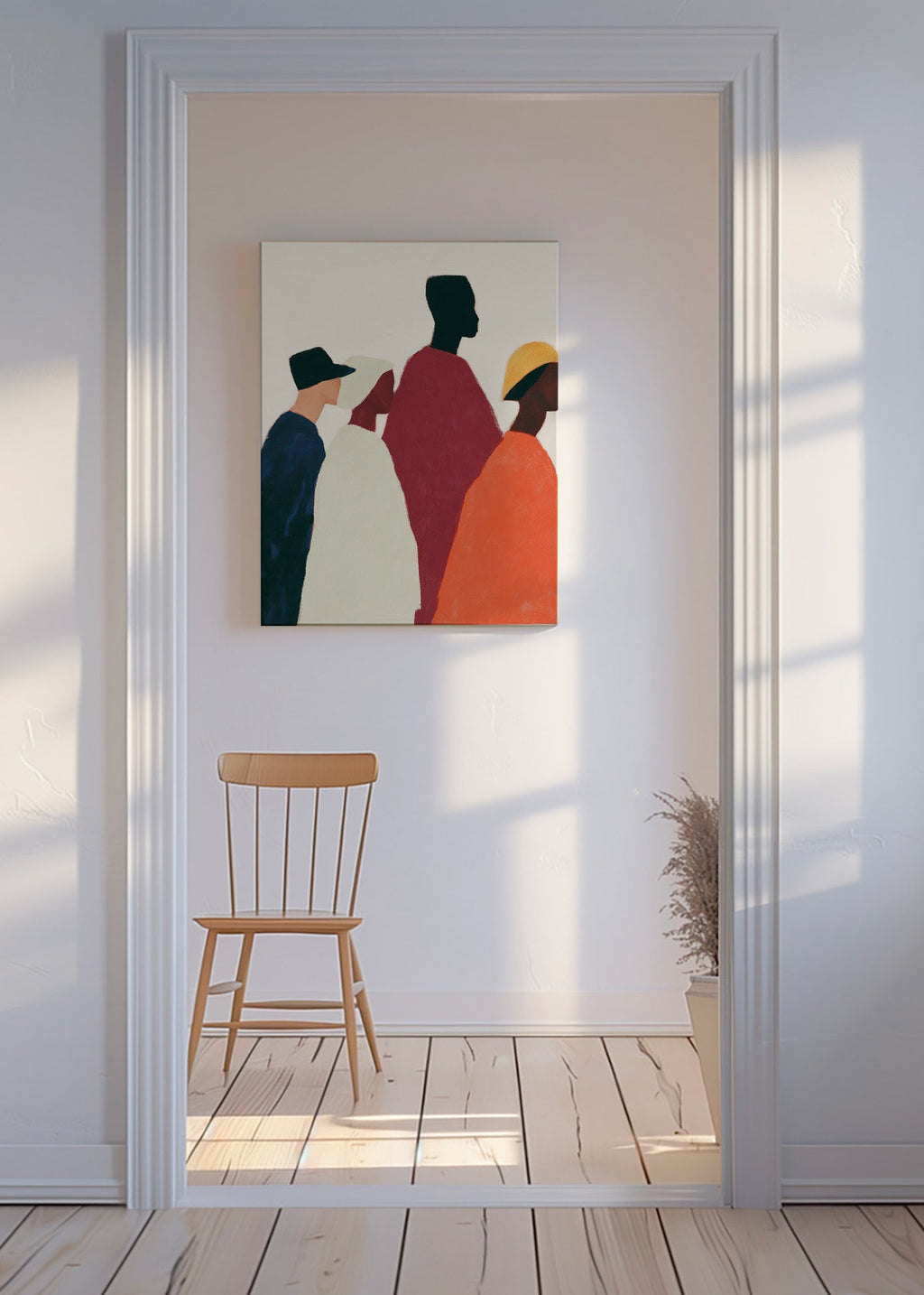Ilustrace: siluety v řadě – Canvas