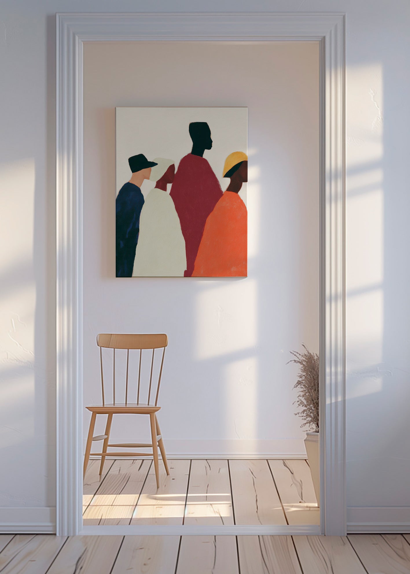 Ilustrace: siluety v řadě – Canvas