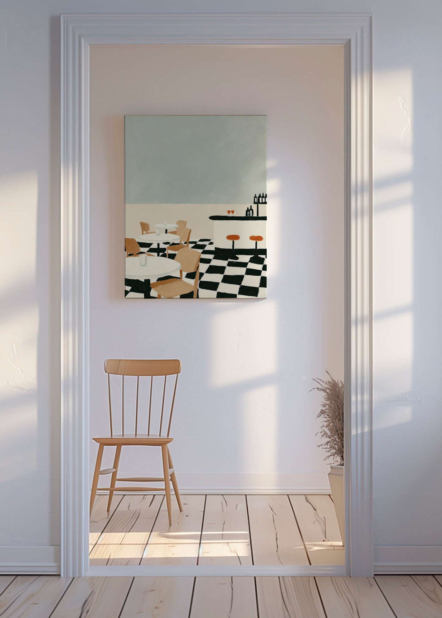 Obraz do kuchyně s šachovnicí a barem – Canvas