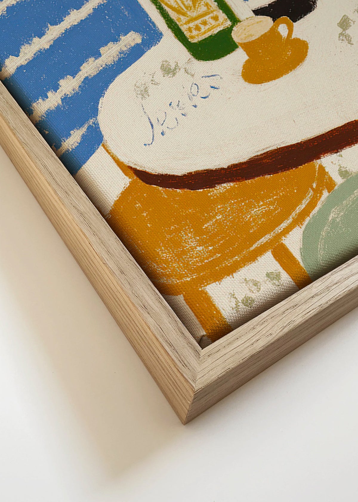 Obraz do kuchyně s lahvemi a šálkem – Canvas detail