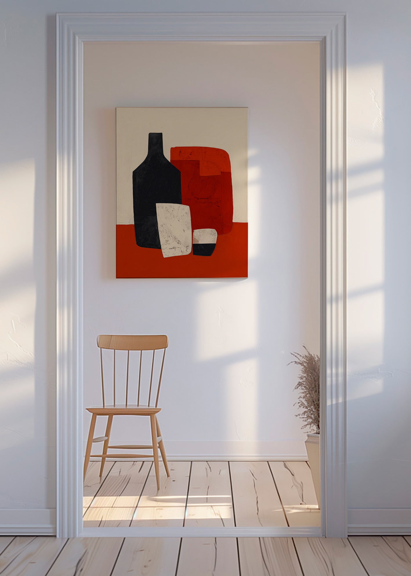 Obraz do kuchyně: geometrická láhev a sklenice – Canvas