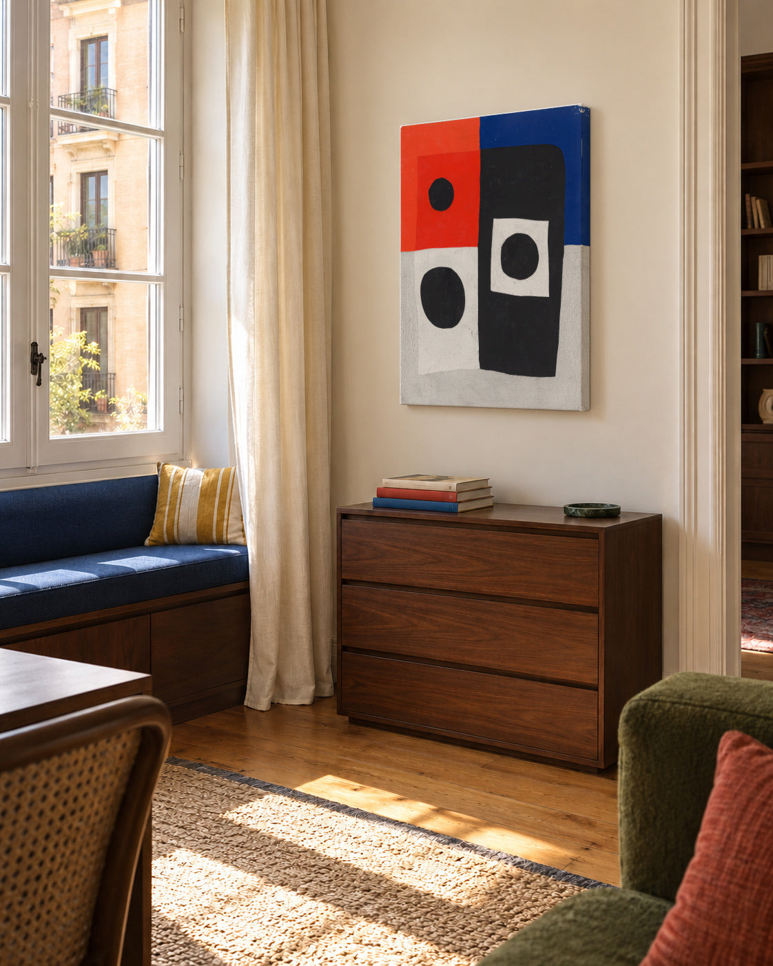Primary Geometry - Unframed canvas in an interior
