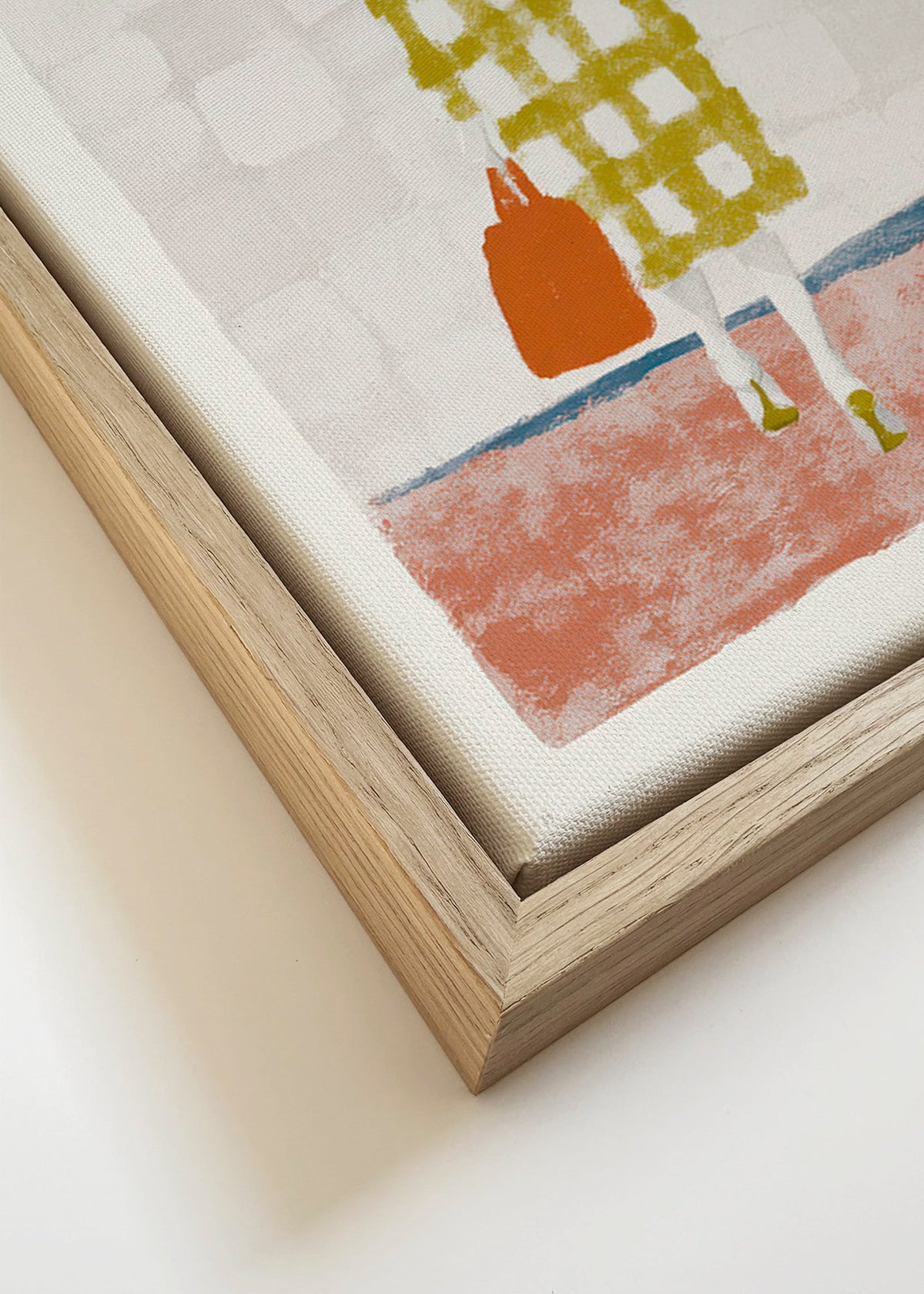 Ilustrace ženy zezadu s kostkovaným kabátem – Canvas detail