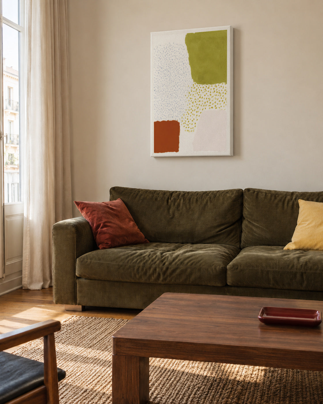 Olive Pattern - Unframed canvas in an interior
