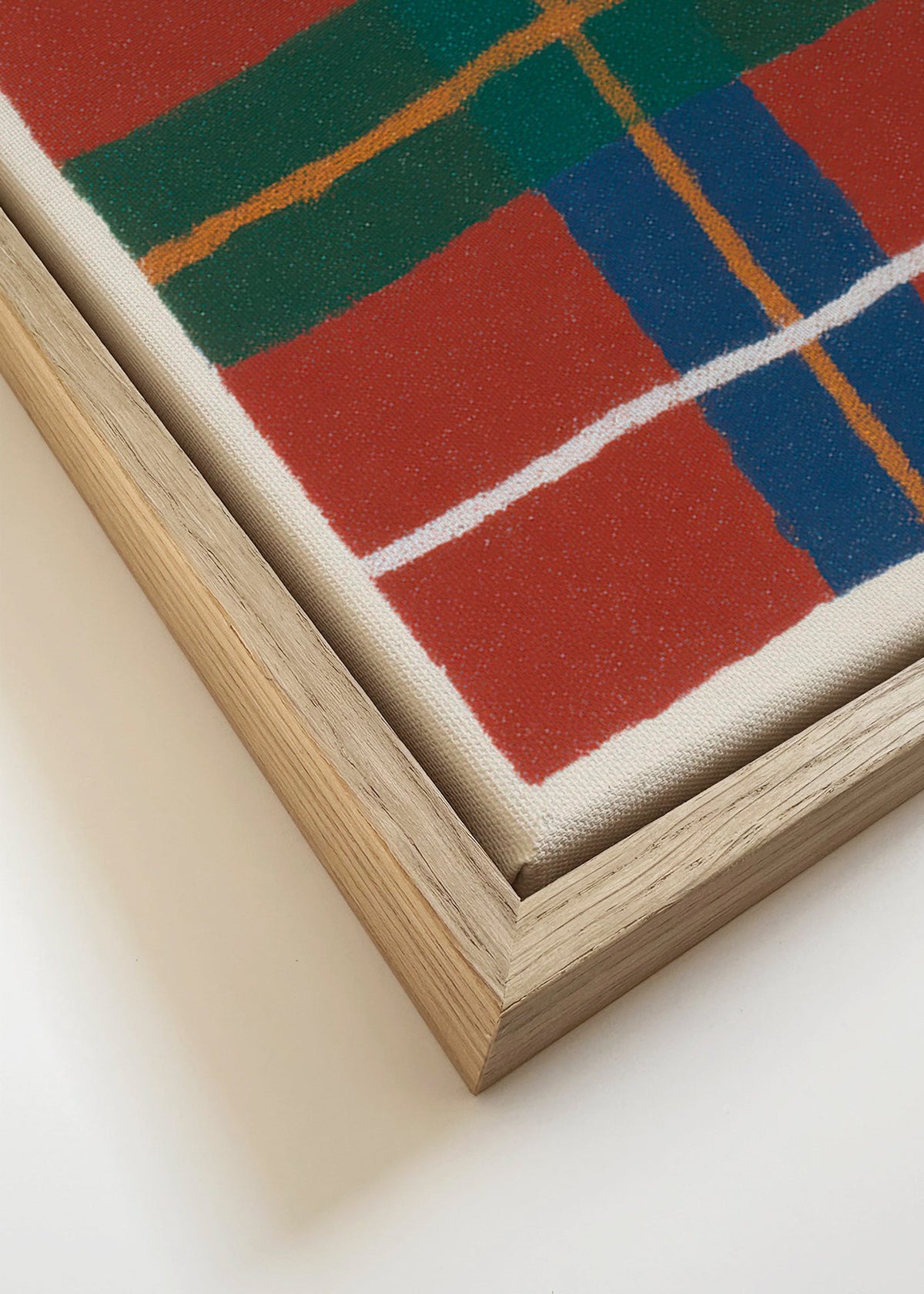Geometrický obraz tartan v teplých tónech – Canvas detail
