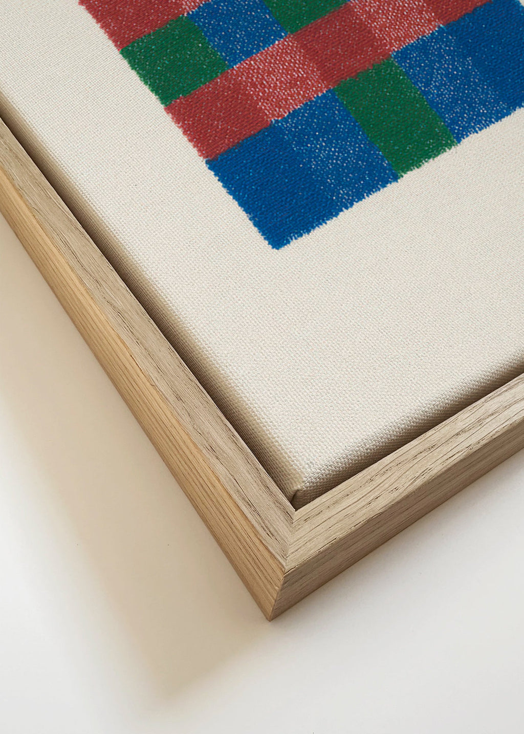 Geometrický obraz s barevným kostkováním – Canvas detail