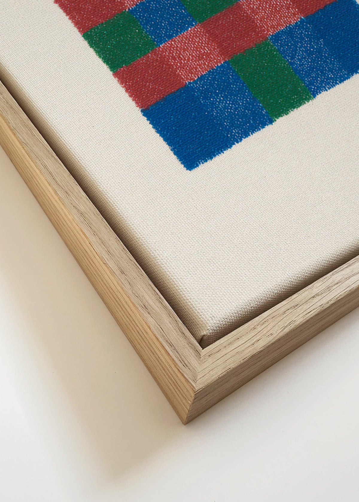 Geometrický obraz s barevným kostkováním – Canvas detail