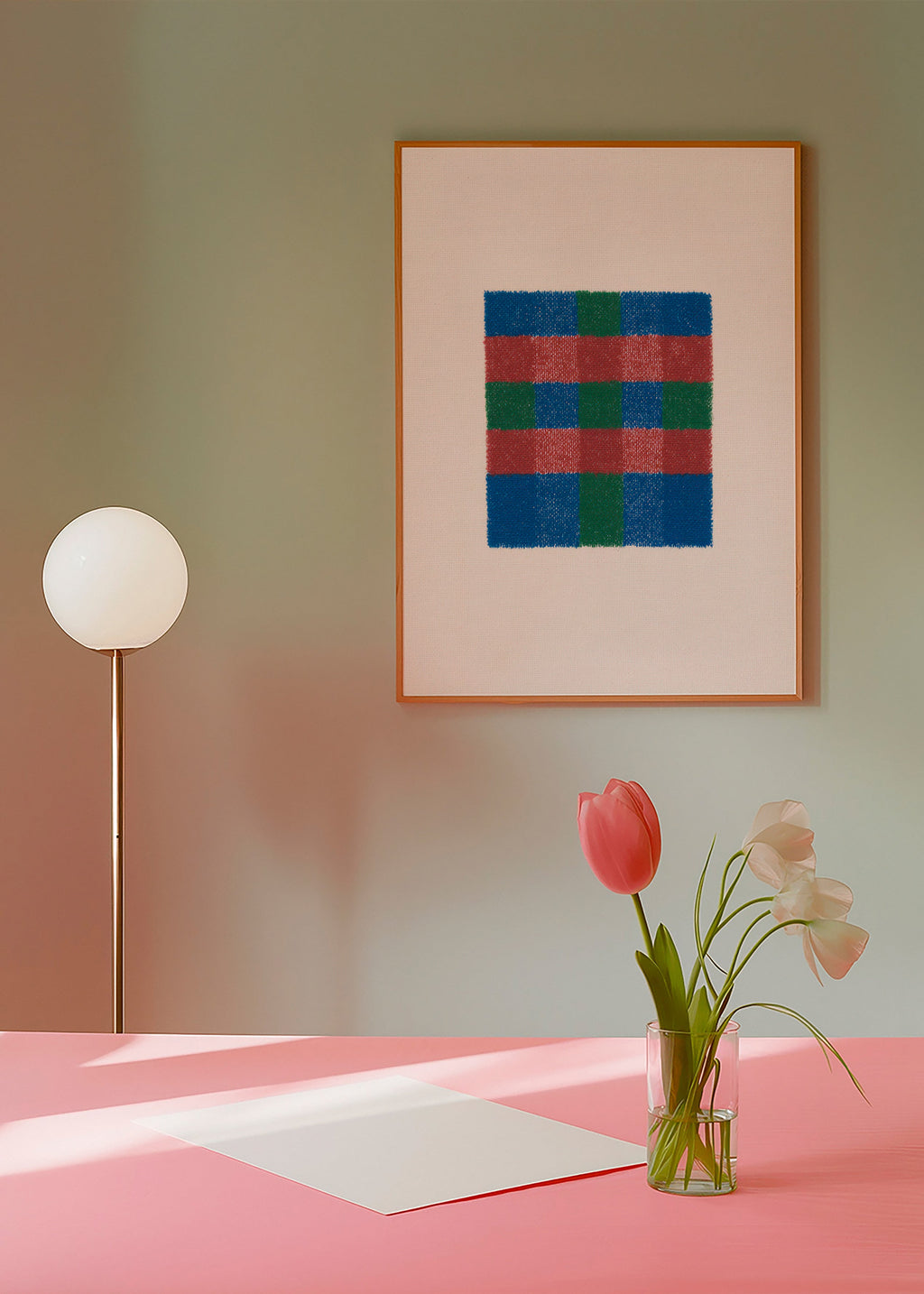 Geometrický obraz s barevným kostkováním – Product1
