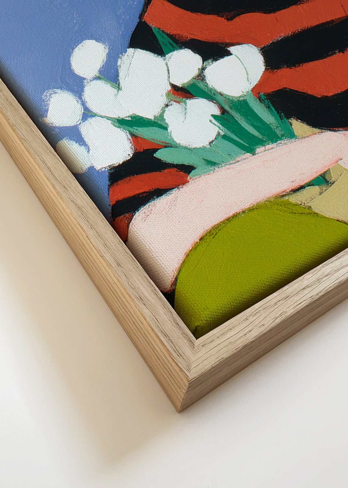 Ilustrace ženy s bílými tulipány – Canvas detail