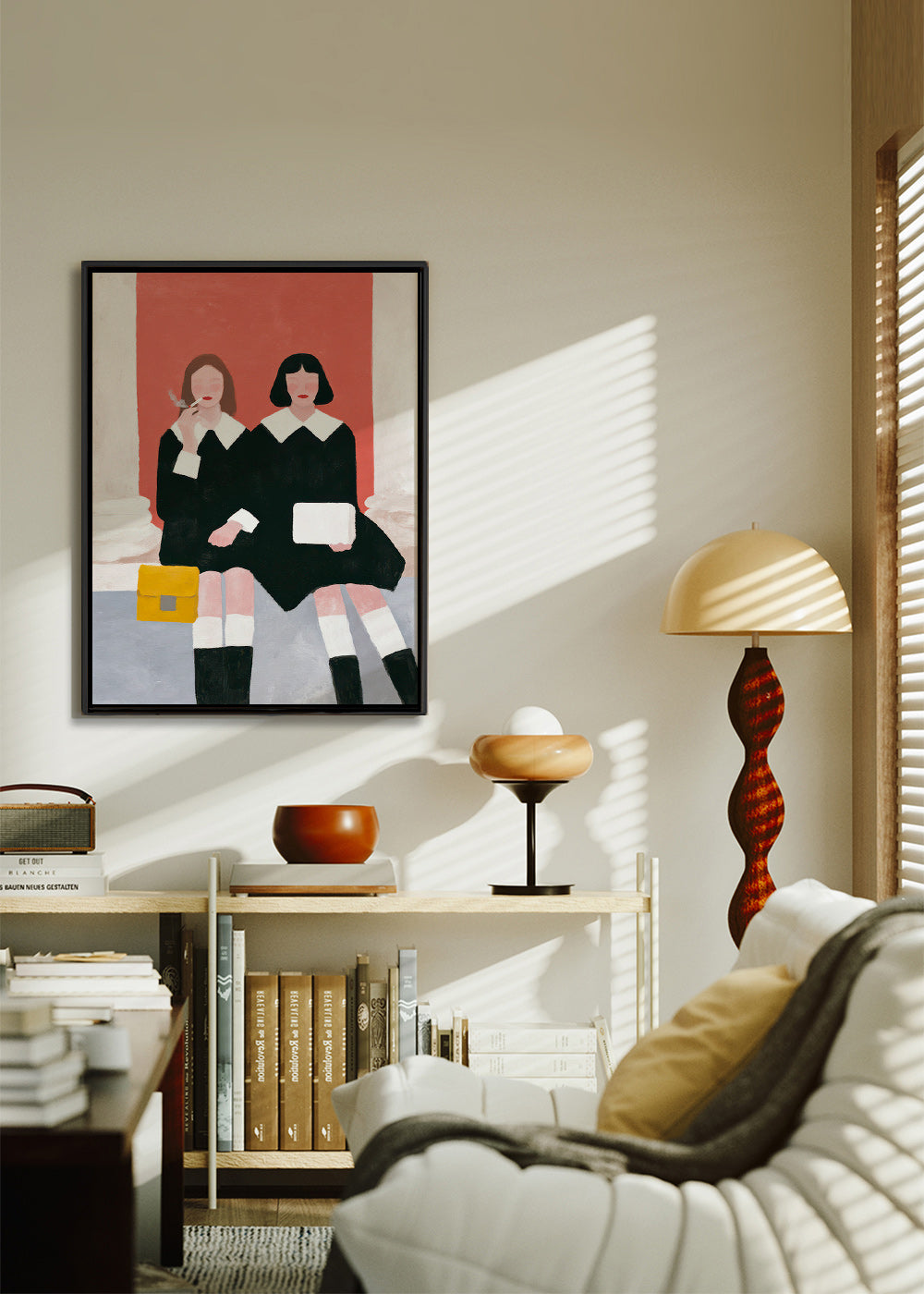 Ilustrace dvou postav ve retro stylu – Canvas1