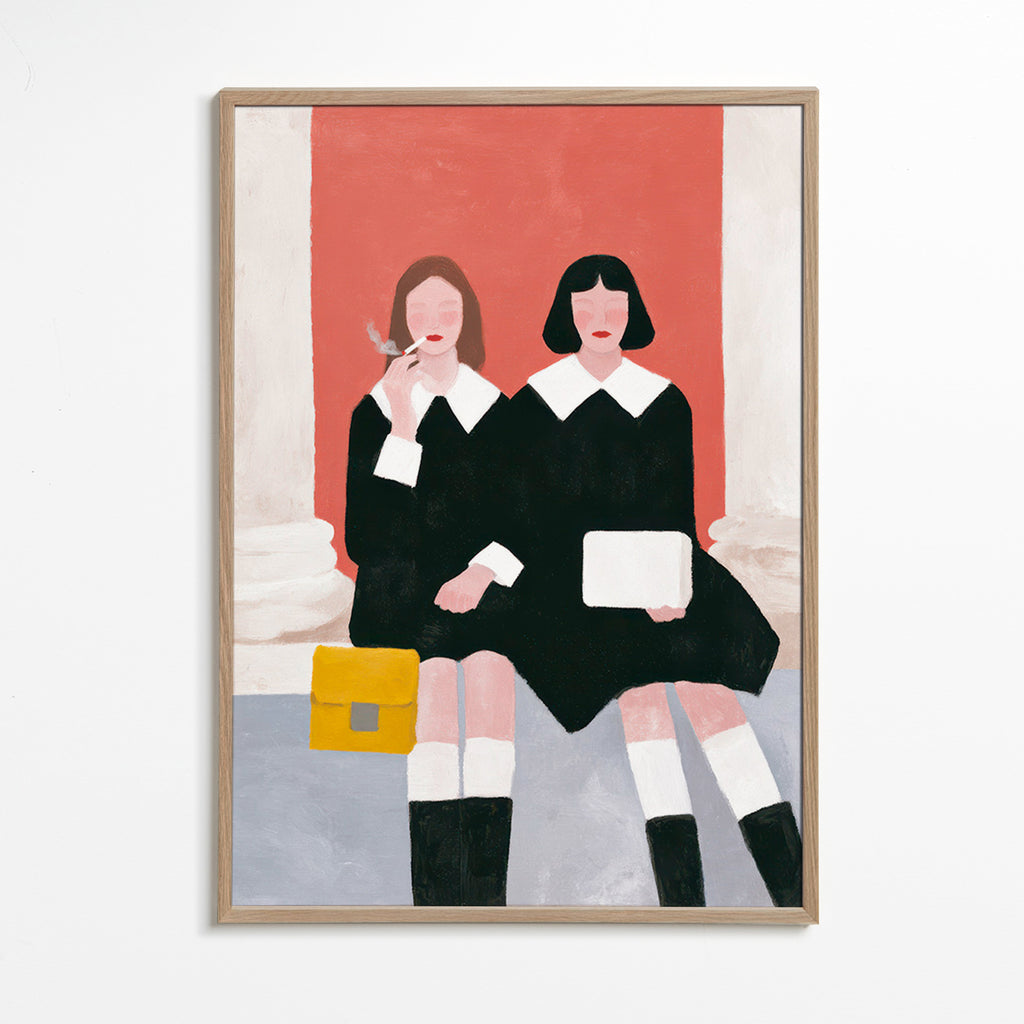 Ilustrace dvou postav ve retro stylu – Oak Frame