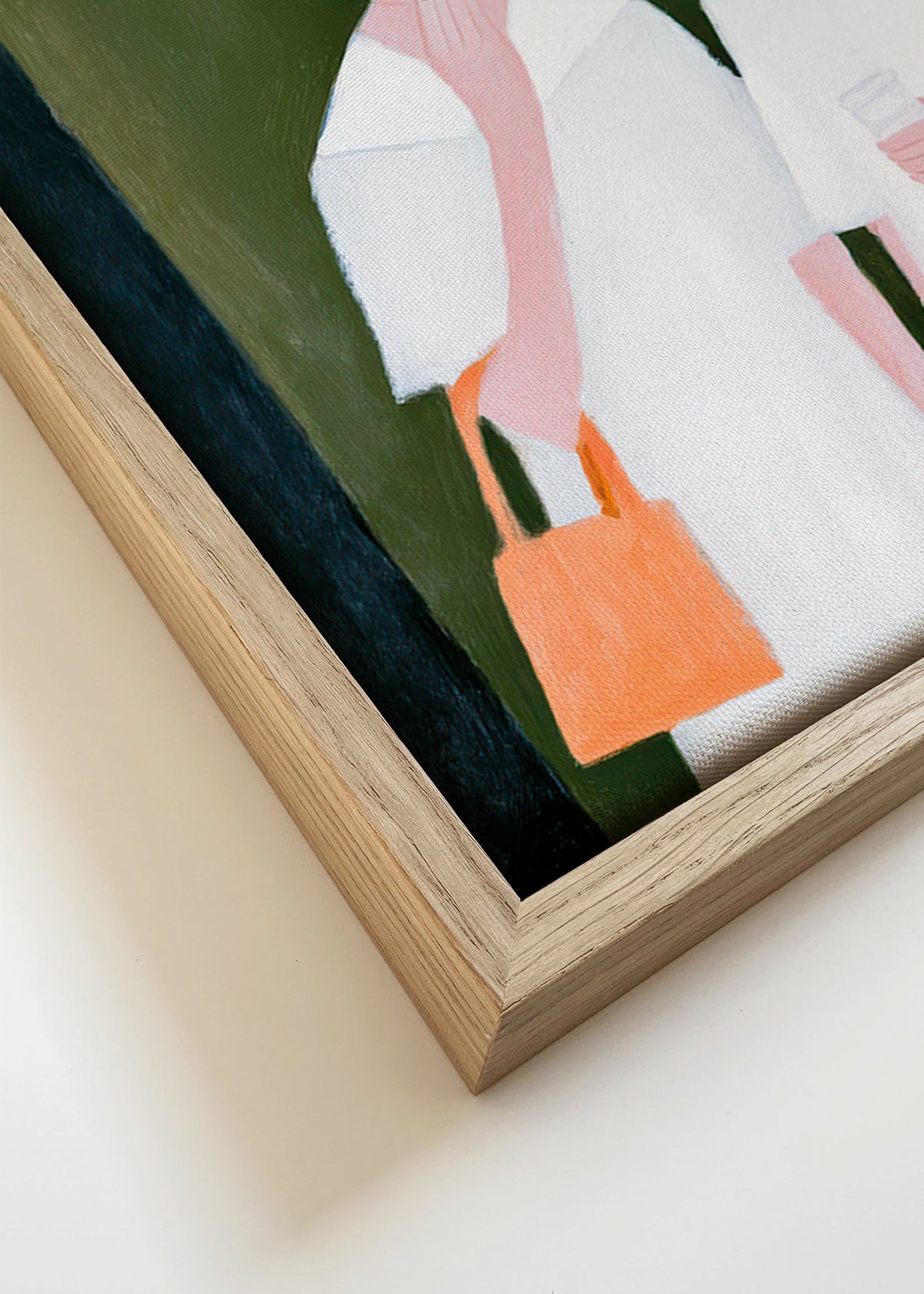 Ilustrace dvou postav kouřících v jemných tónech – Canvas detail