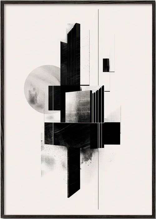 Geometrický plakát s architektonickými černobílými tvary – Black Frame