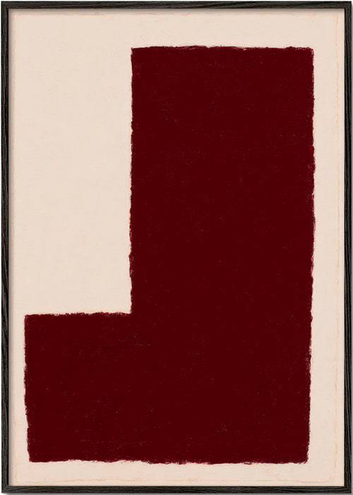 Abstraktní obraz s velkým bordó blokem – Black Frame