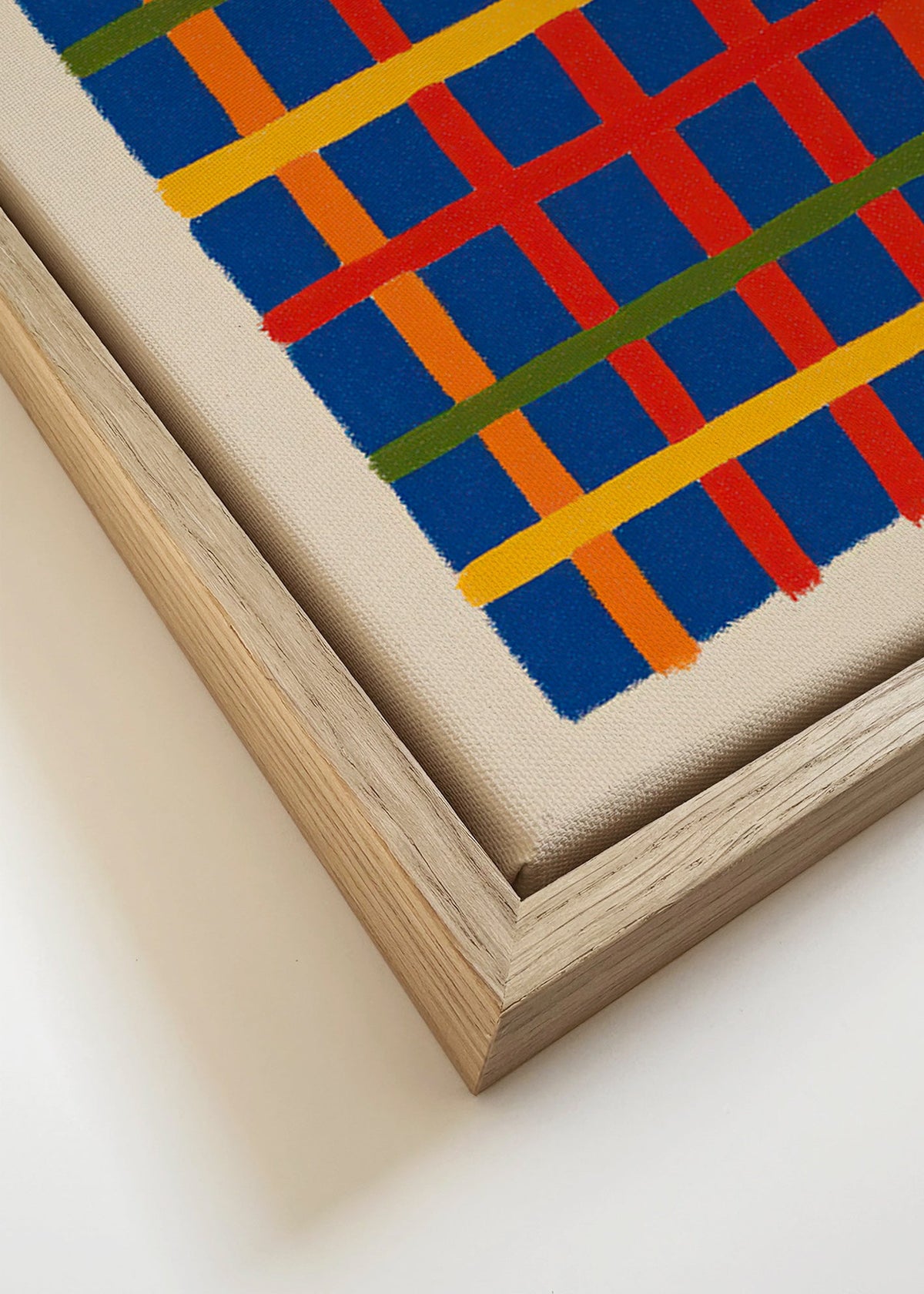 Geometrické dílo barevná mřížka vertikální – Canvas detail