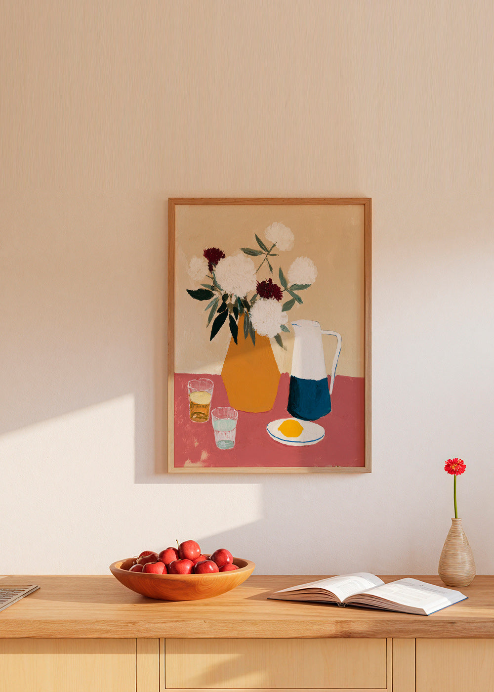 Botanický plakát s vázou a bílými květy – Product2